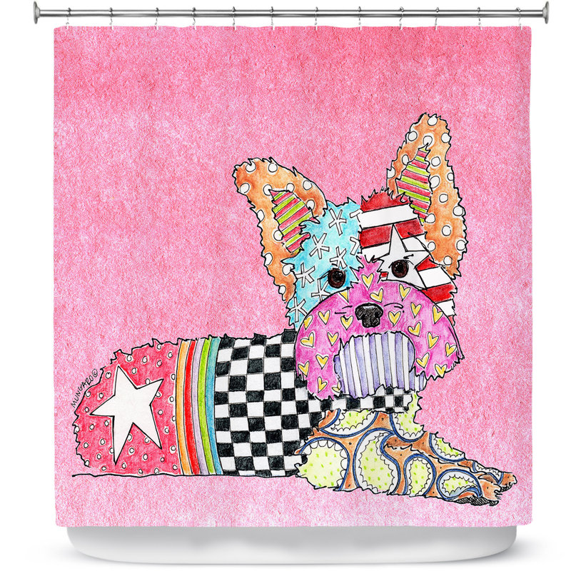 Rideau de douche simple yorkie dog light, Rose