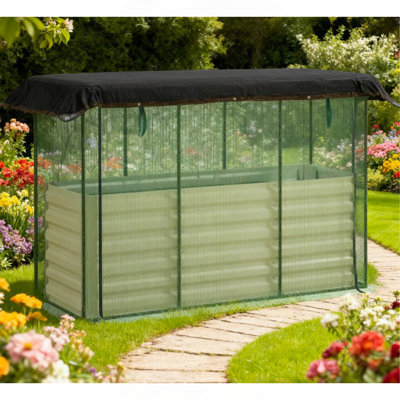 Boîte à fleurs en acier galvanisé, cage de culture et toile d'ombrage avec jardin surélevé