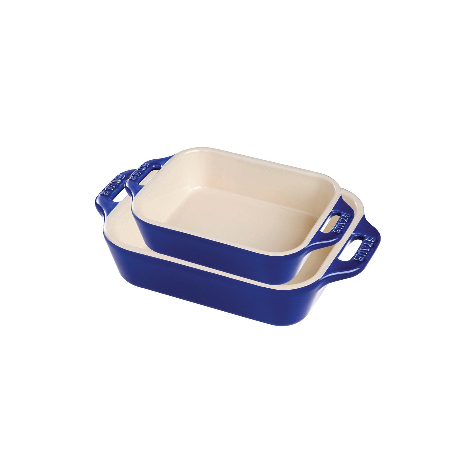 Ceramique Rectangular Baking Dish Set 2 Piece, Dark Blue