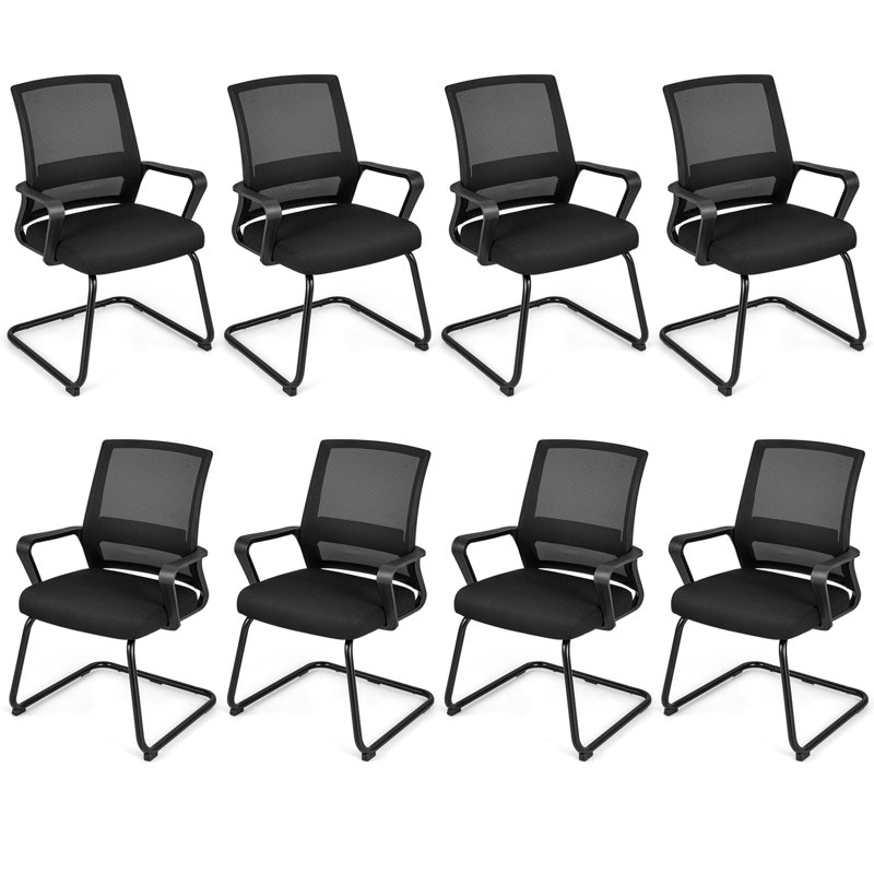 Inbox Zero 8 PCS Office Mesh Chair Office Guest Conference Chair w/ Lumbar Support Ergonomic Backrest
