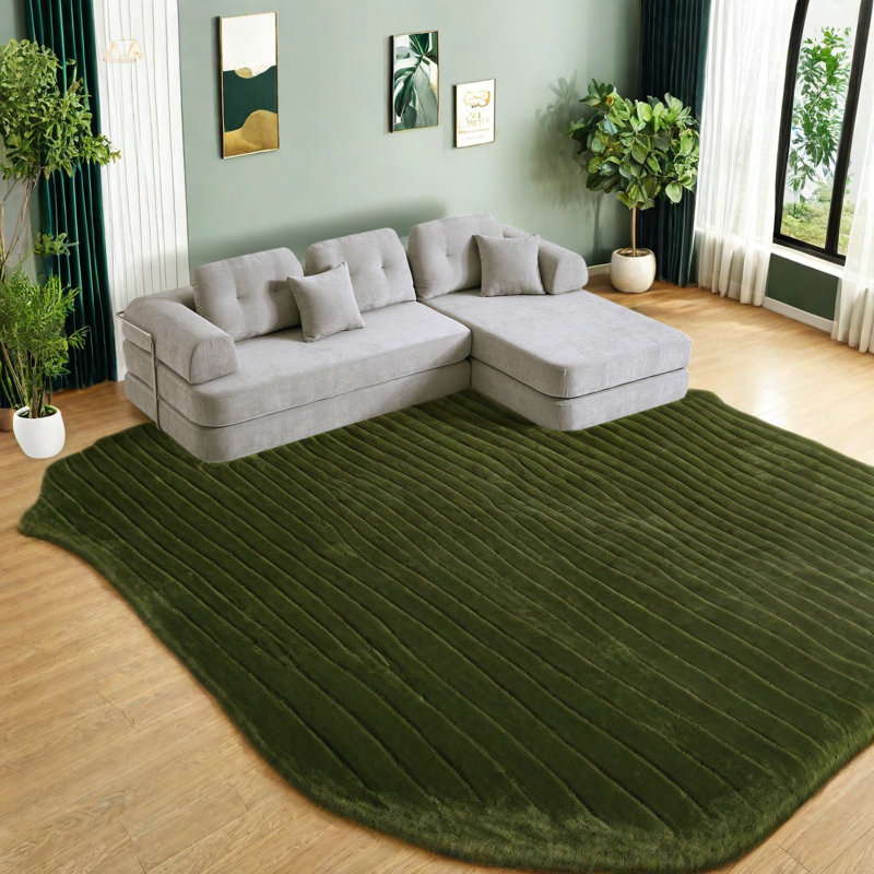 Canapés modulaires spacieux, revêtement en chenille, design de maison moderne