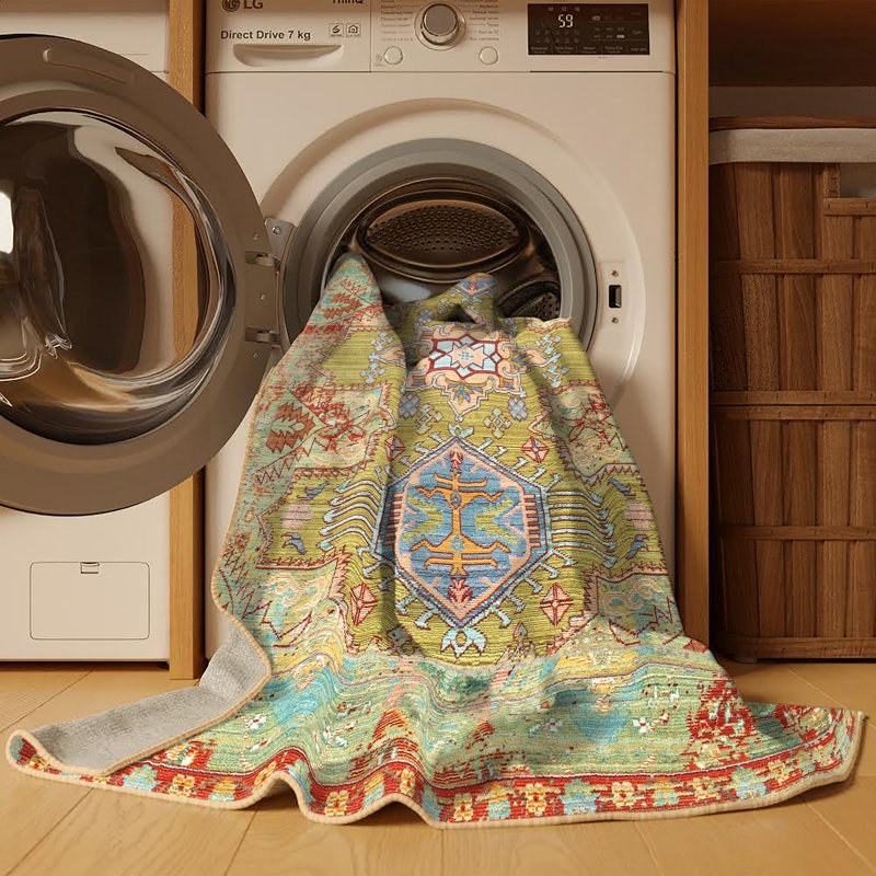 Tapis oriental tissé à la machine Cassiana, Rectangle 7 pi x 9 pi