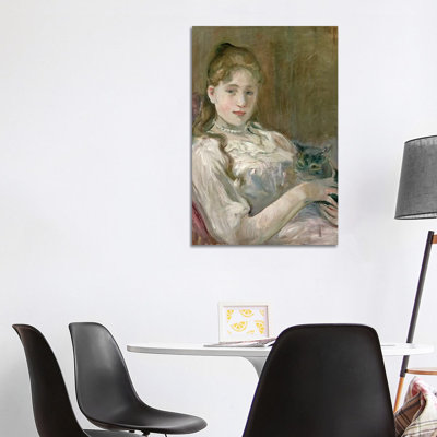 Young Girl With A Cat, 1892 1 Piece Wrapped Canvas Painting