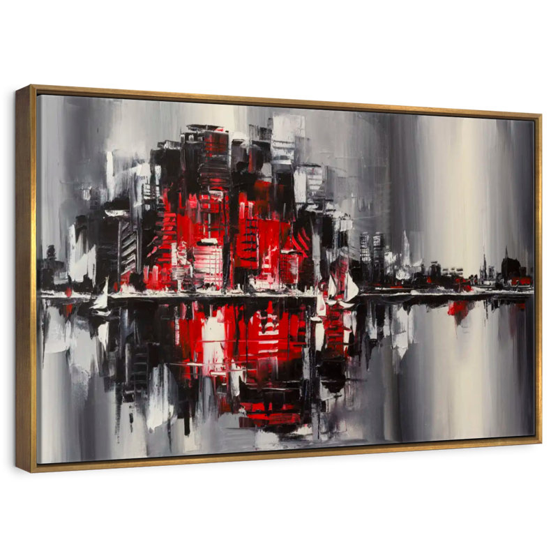 Abstract Cityscape, Floating Frame Gold, 19" X 13"