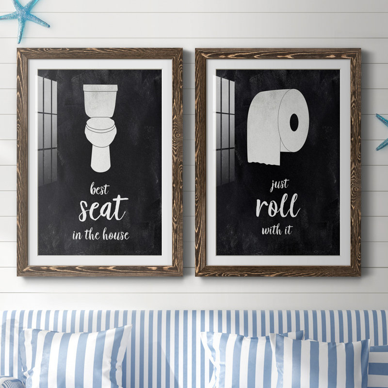 «Best Seat», ensemble de 2 reproductions d'art textuel, Impression encadrée avec passe-partout, H 37,5 po x l 55 po, Noyer