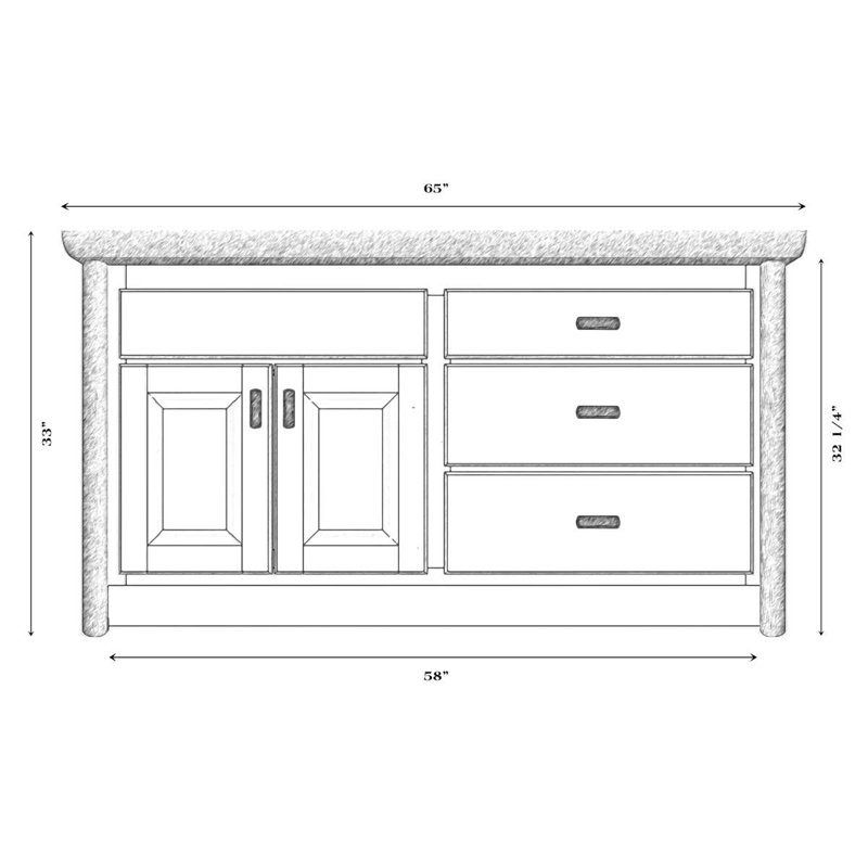 Meuble-lavabo Fireside Lodge Hickory - 5 pieds - sans comptoir - naturel, Centre, Avec dessus standard, Traditionnel
