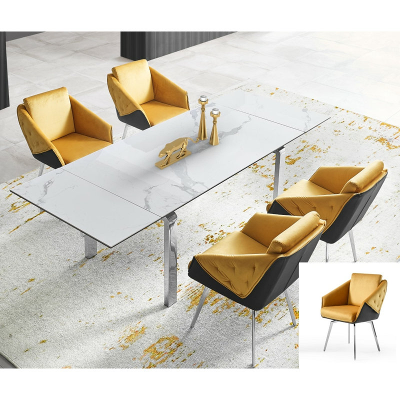 Scally Jess Dining Armchair, Chrome, Yellow