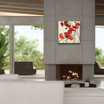«Poppies And Cream 2» par Shirley Novak, art mural sur toile