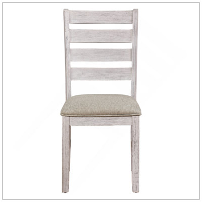 Casual Dining Room Side Chairs 2Pc Set Grayish White Finish Upholstered Seat Transitional Design Furniture