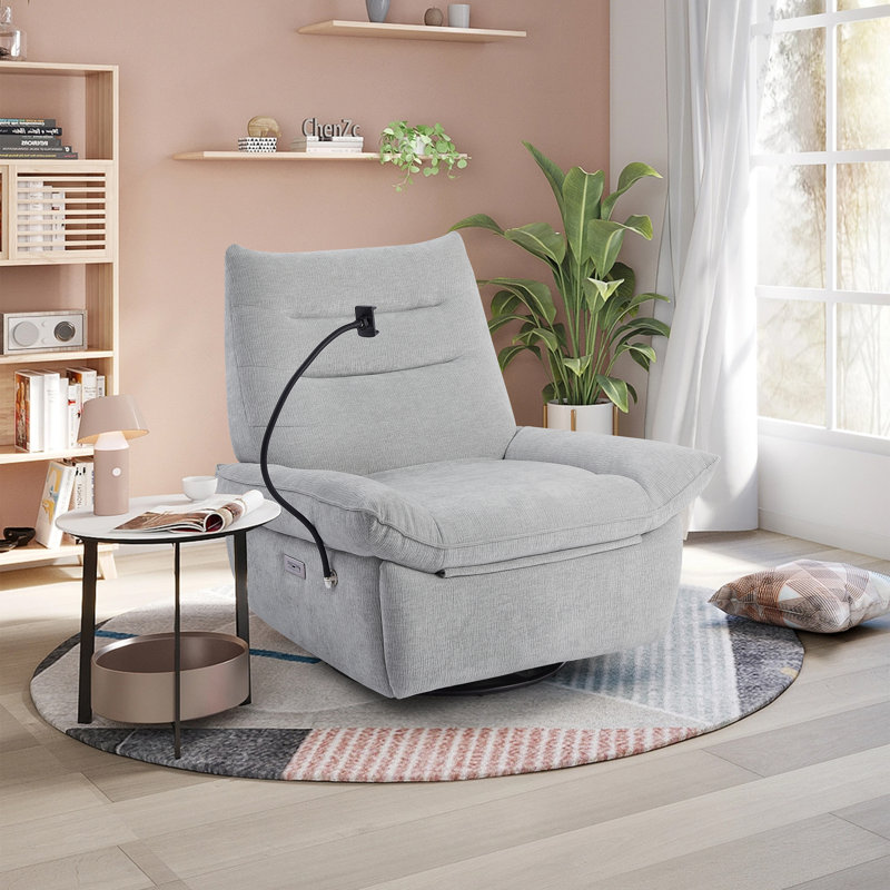 Upholstered Power Recliner, Gray