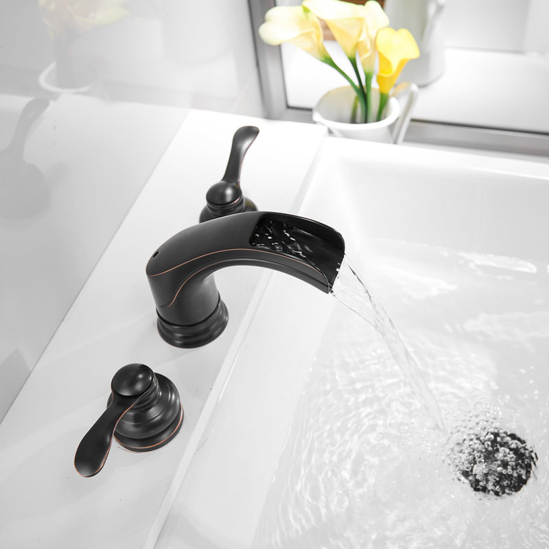 2-handle Bathroom Faucet with Drain Assembly, Oil Rubber Bronze