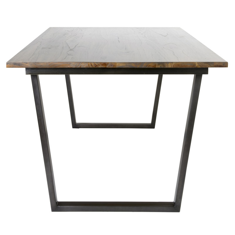 Wilhelm Solid Wood Top Metal Base Dining Table