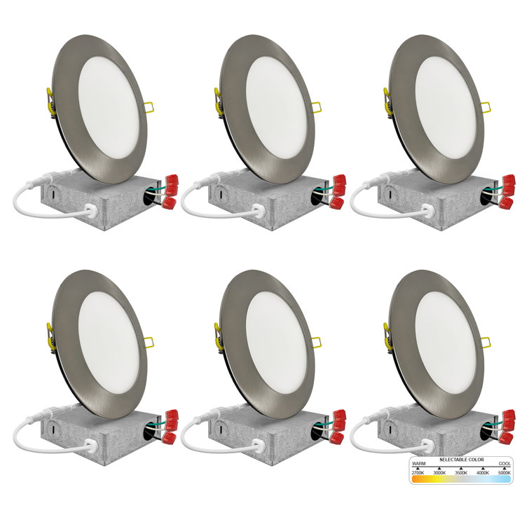 Panel Downlight 6'' Selectable Color Temperature Dimmable Air-Tight IC Rated LED Canless Recessed Lighting Kit