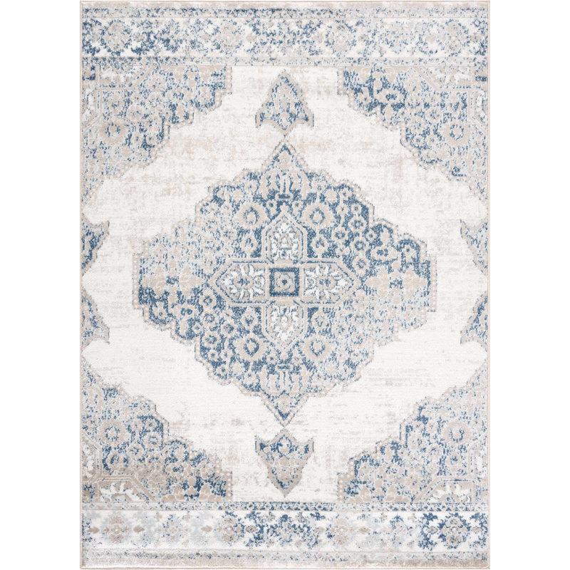 Jahmil Oriental Boho Blue Area Rug, Rectangle 5'3" x 7'3"