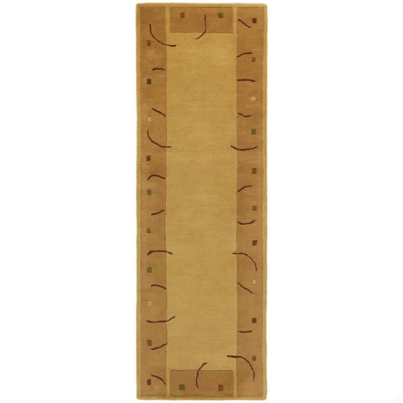 Ashlynn Authentic Hand-Tufted Handmade Golden Yellow & Camel Modern Minimalist Abstract Border Wool Area Rug