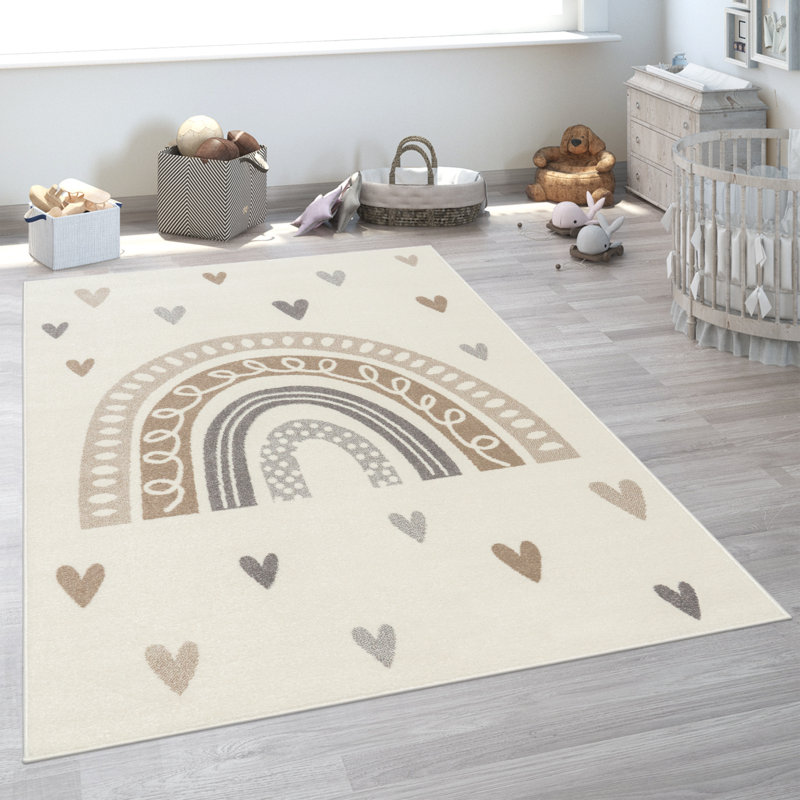 Polypropylene Rug, Rectangle 3'11" x 5'3", Brown/Gray/Beige