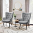 Modern Upholstered Wingback Chair Velvet Tufted Armchair with Metal Legs