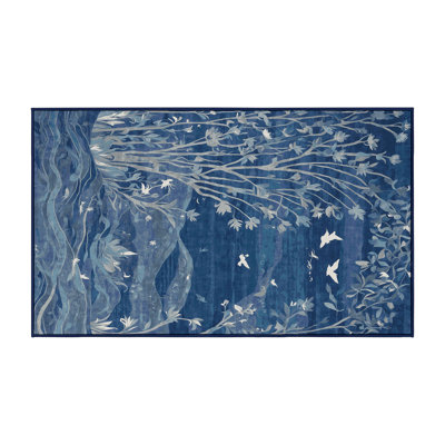Tapis bleu soyeux et moelleux