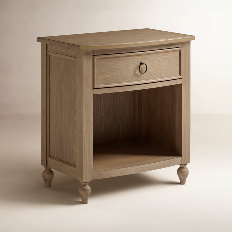 Table de chevet 1 tiroir Penelope, Cuir véritable noir Burnham