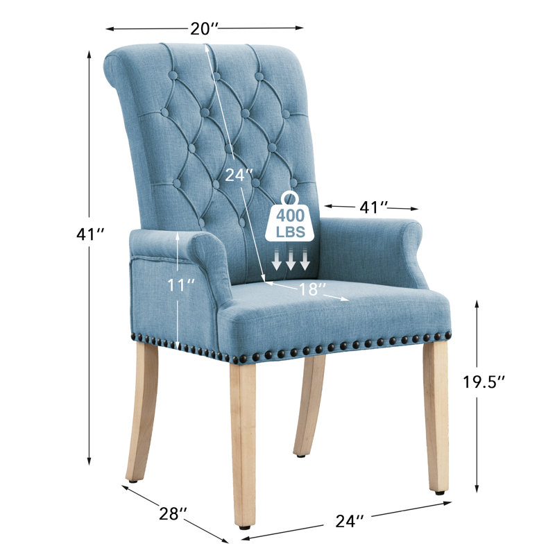 Amdad 41'' H Tufted Upholstered Parsons Chair, Blue, Natural