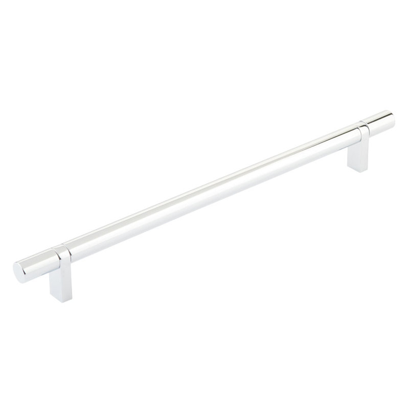 Emtek Select Cabinet Pull 10" C-C, Rectangular Bar Stem, Smooth Bar, Polished Chrome