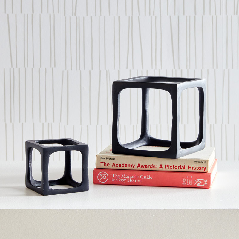 Set of 2 Cubist Sculptures, Black