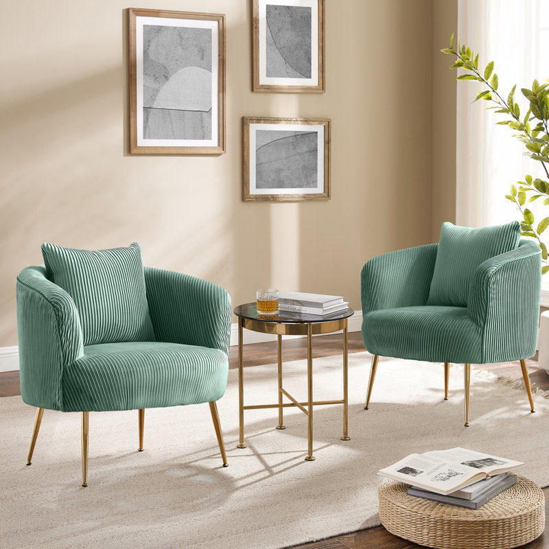 Chrystina 28.74'' Wide Tufted Velvet arm chair, Light Green Velvet