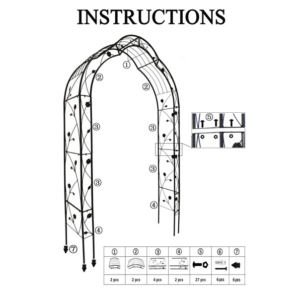 Red Barrel Studio 8.2 Feet Tall Metal Garden Arch - Enhance Outdoor For ...