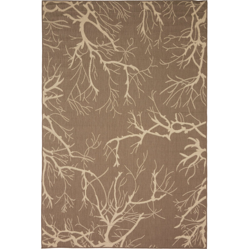 Tapis intérieur / extérieur brun Healdton, Rectangle 6 pi 1 po x 9 pi