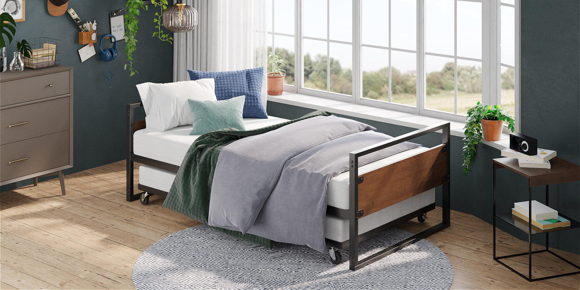 Trule Barrett Twin Bamboo and Metal Daybed with Trundle Reviews Wayfair