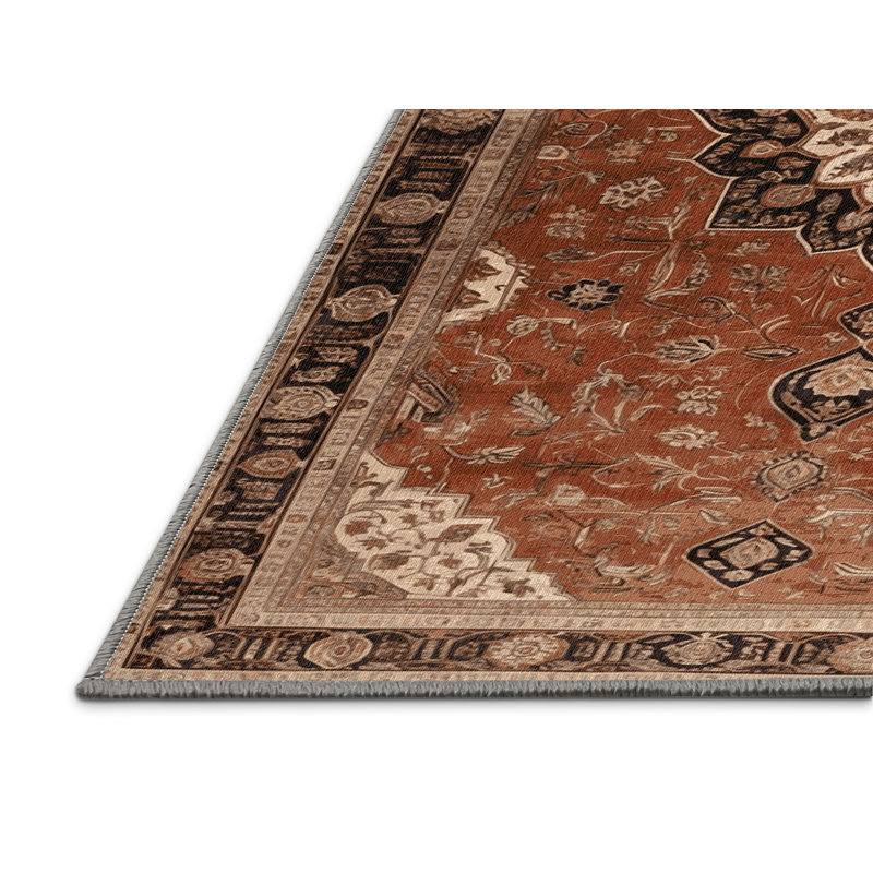 Machine Washable Persian Brown Area Rug, Rectangle 3' x 5'