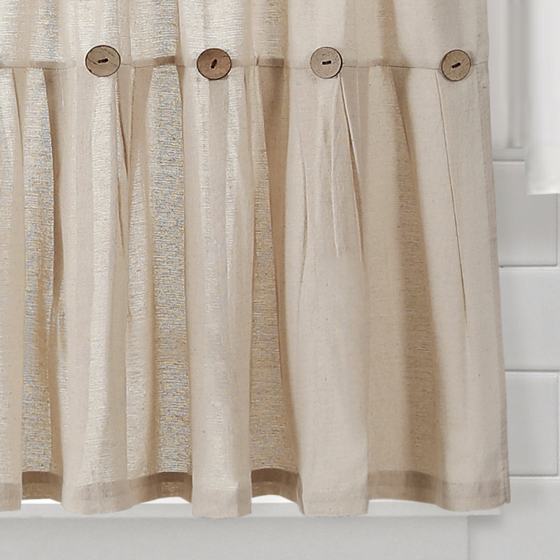 Dark Linen Button Cotton Blend Kitchen Tier Curtains