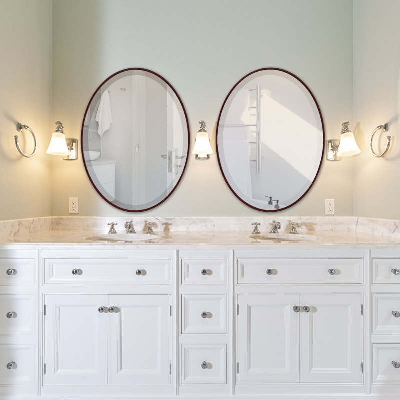 Bugarin Oval Mirror, 20.62" H x 24.62" W, Black Cherry