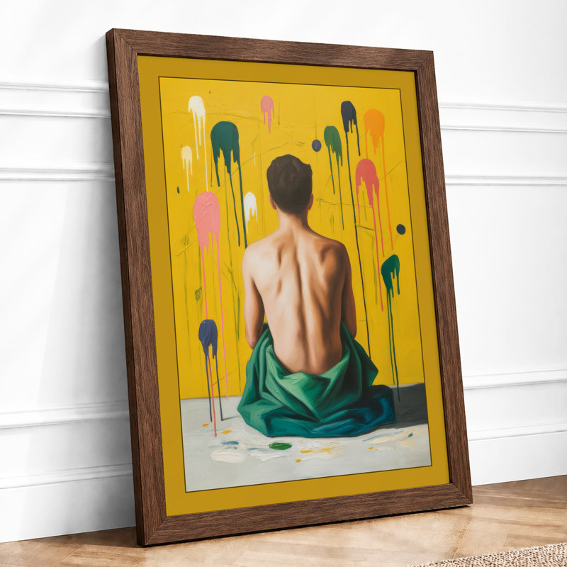 Artist in Contemplation Modern - Framed Print, A2 - 59.4 x 42.0 cm, Walnut