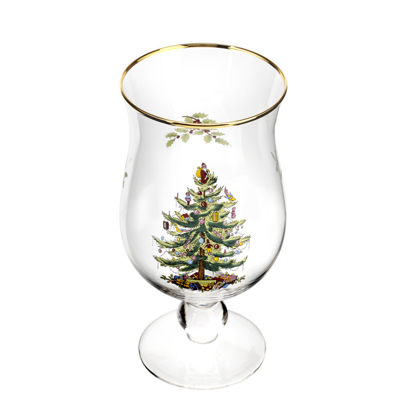 SPODE CHRISTMAS TREE TULIP GLASSES S/4 17 OZ