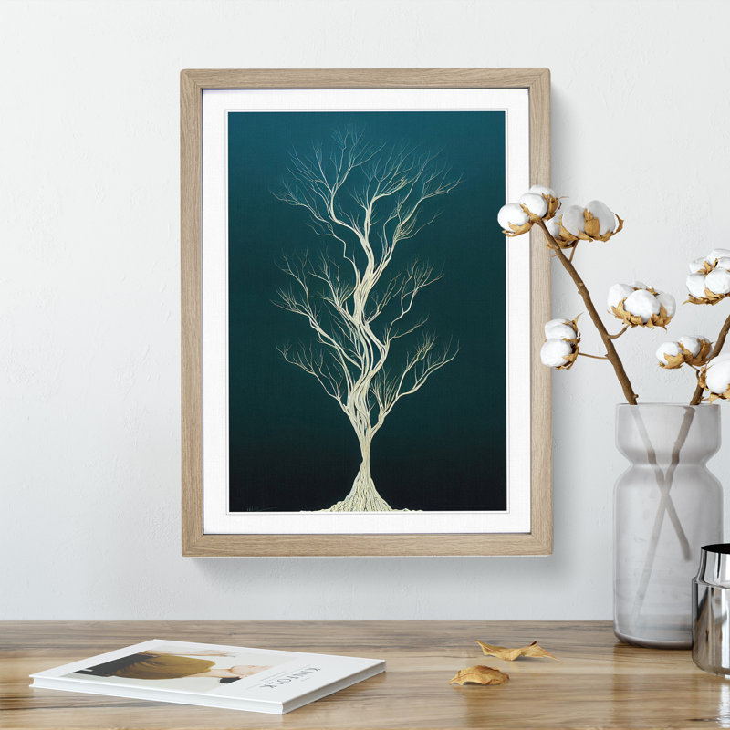 XV1022-4525X The Ethereal Tree No.3 - Single Picture Frame Painting, 64cm H x 46cm W x 2cm D, Oak