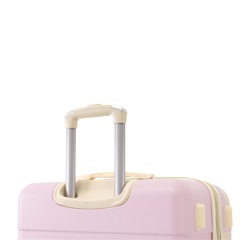 Valise à roulettes Hardshell avec sacs Valise à roulettes doubles avec verrou TSA, bagage rétro simple 24 po, rose clair