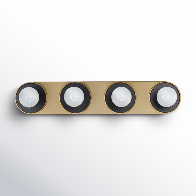 Rocha 4 Light Dimmable Bath Bar, Yes, Black/Natural Aged Brass