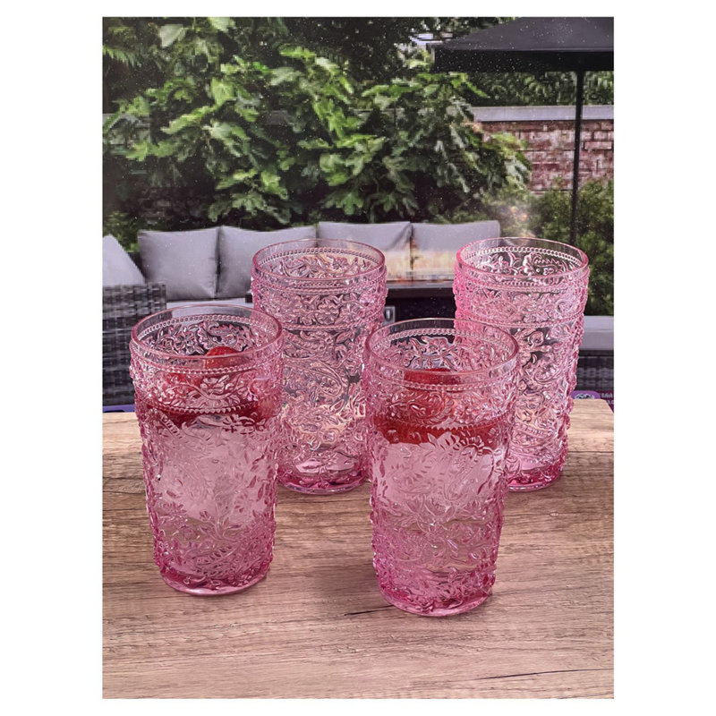 Verres à motif cachemire en acrylique, 17 oz liq., Rose