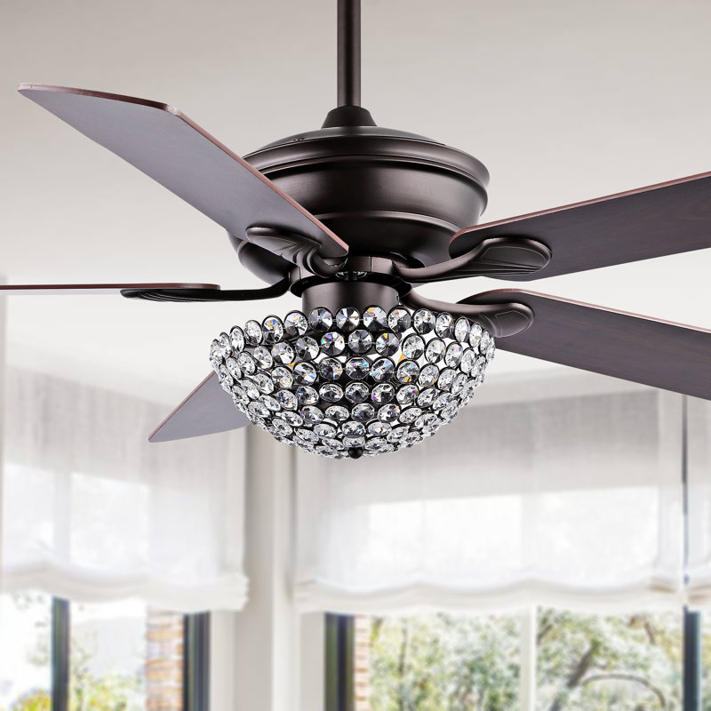 Ventilateur de plafond standard avec télécommande Fransje, Rouge noyer / brun café