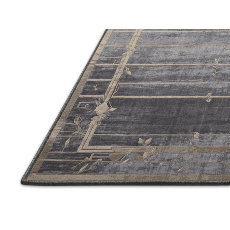 Tapis gris soyeux et moelleux, Rectangle 7 pi x 9 pi