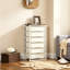 White 6 Drawer Tall Chest of Drawers, Steel Frame Bedroom Storage Dresser Unit for Living Room