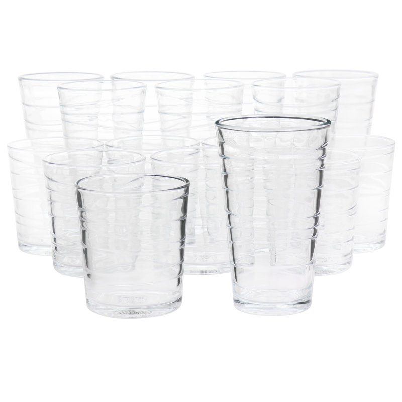 Gibson Home 16 Piece Swirl Clear Assorted Glassware Set