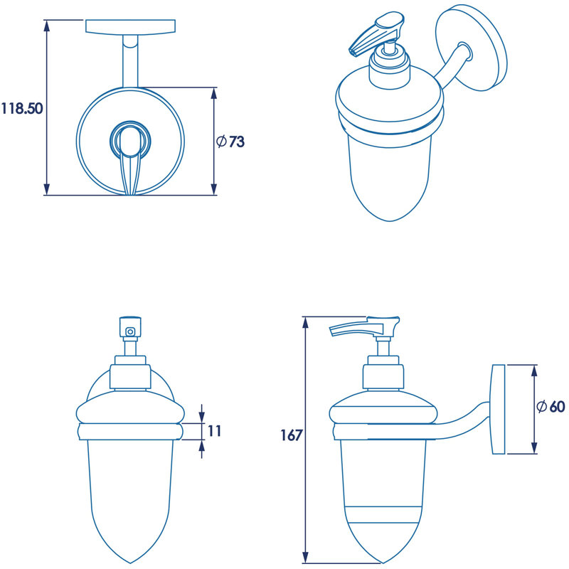 Hampstead Frosted Glass Refillable Soap Dispenser