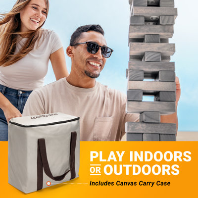 GoSports Toppling Tower -  Large Wooden Stacking Games - Stacks Up to 3 ft
