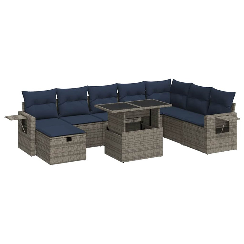 Wicker 8 - Person Garden Lounge Set with Cushions