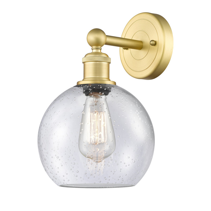 Ellington Steel Armed Sconce, Satin Gold, Seedy
