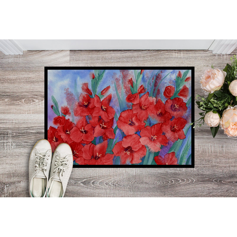 Paillasson d’extérieur antidérapant Uniondale Gladioli, Rectangle 2 pi x 3 pi
