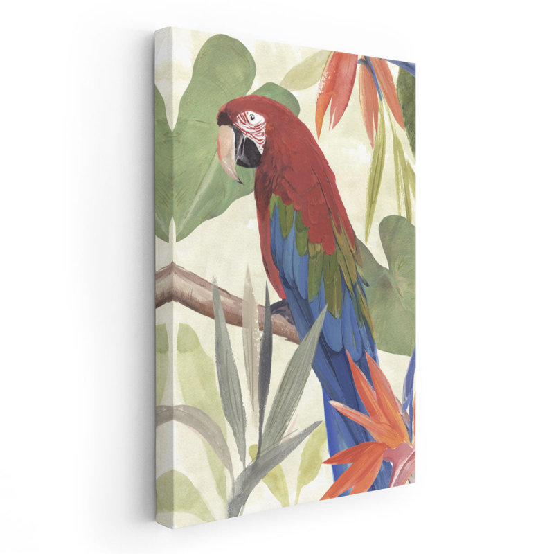 «Tropical Parrot Composition III», reproduction d'art sur toile, H 30 po x l 20 po