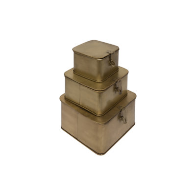 Lesli Square Decorative Metal Boxes with Lid